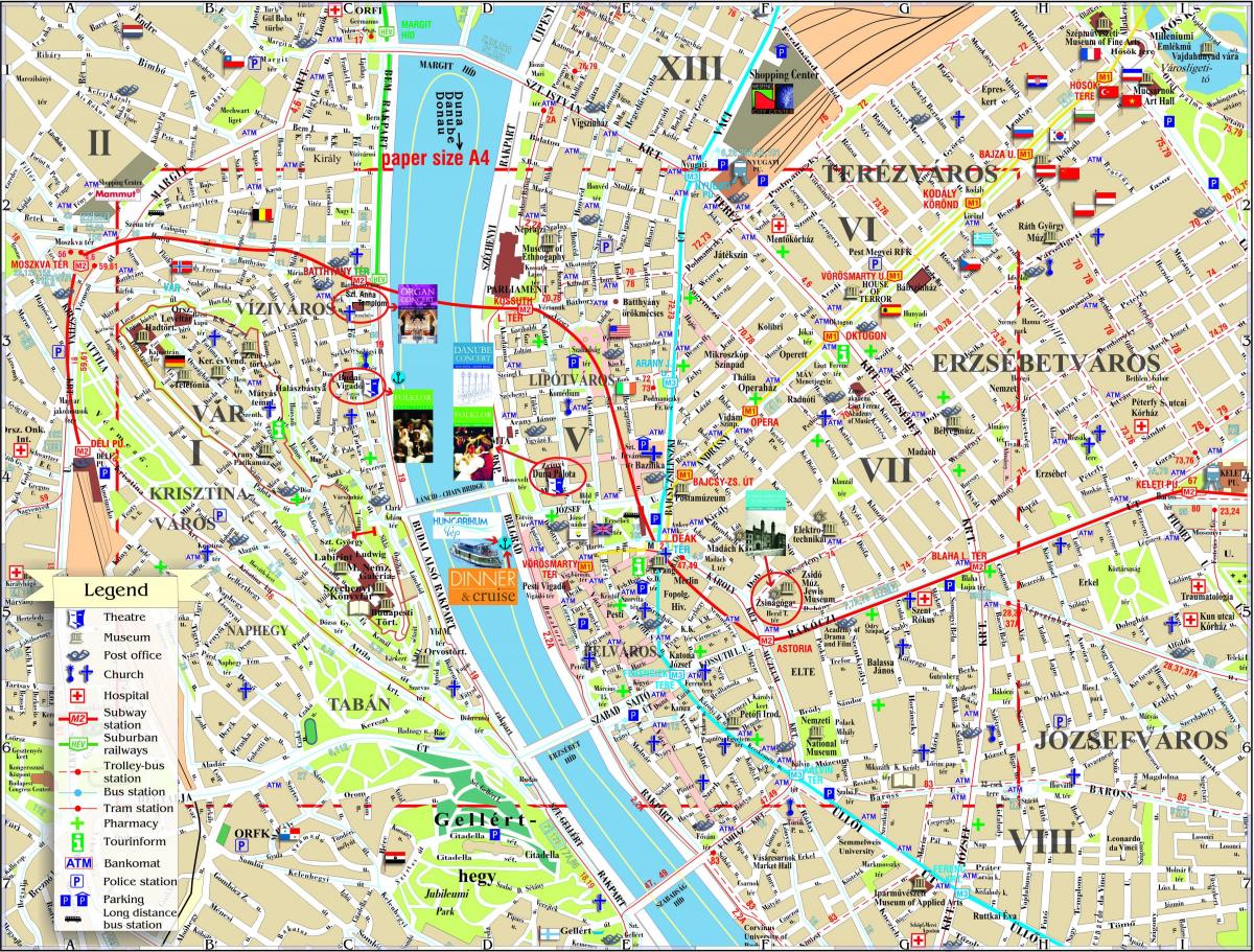 budapest peta bandar dengan tarikan